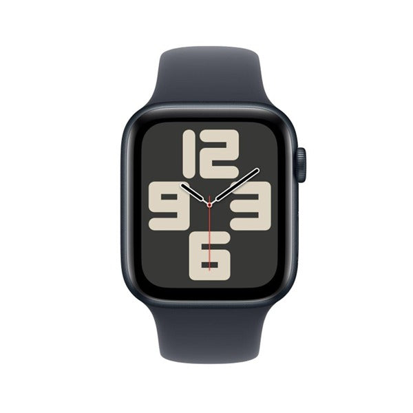 ساعة آبل واتش اس إي GPS مقاس 44 ملم - بهيكل من الألومنيوم بلون Midnight مع سوار رياضي بلون Midnight مقاس M/L