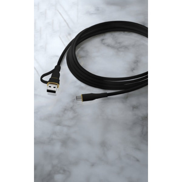 كيبل Celeris PowerDuo من ليزل 2 في 1 بقوة 100 واط USB-C إلي USB-C مع USB-A مدمج 3 متر| أسود