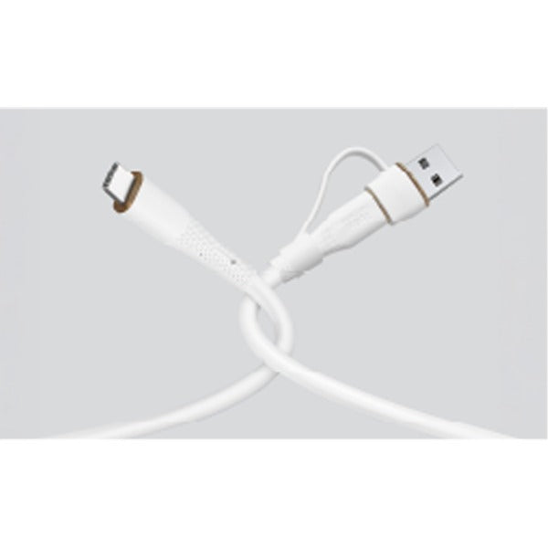 كيبل Celeris PowerDuo من ليزل 2 في 1 بقوة 100 واط USB-C إلي USB-C مع USB-A مدمج 3 متر| أبيض