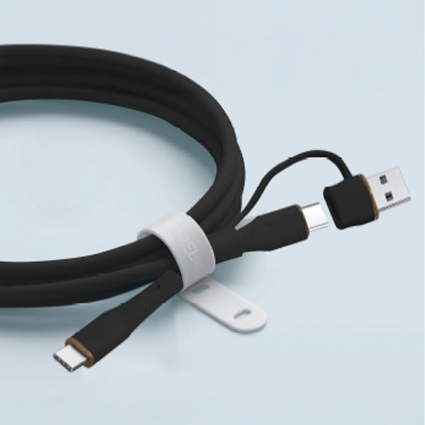 كيبل Celeris PowerDuo من ليزل 2 في 1 بقوة 100 واط USB-C إلي USB-C مع USB-A مدمج 2 متر| أسود