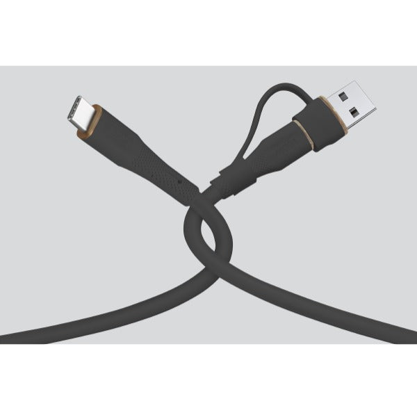 كيبل Celeris PowerDuo من ليزل 2 في 1 بقوة 100 واط USB-C إلي USB-C مع USB-A مدمج 2 متر| أسود