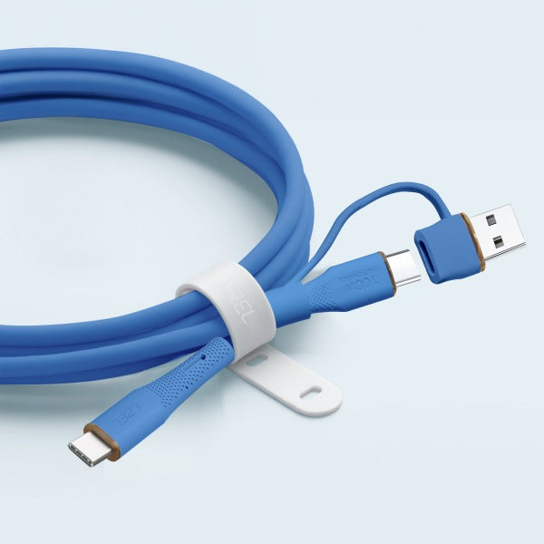 كيبل Celeris PowerDuo من ليزل 2 في 1 بقوة 100 واط USB-C إلي USB-C مع USB-A مدمج 2 متر| أزرق داكن