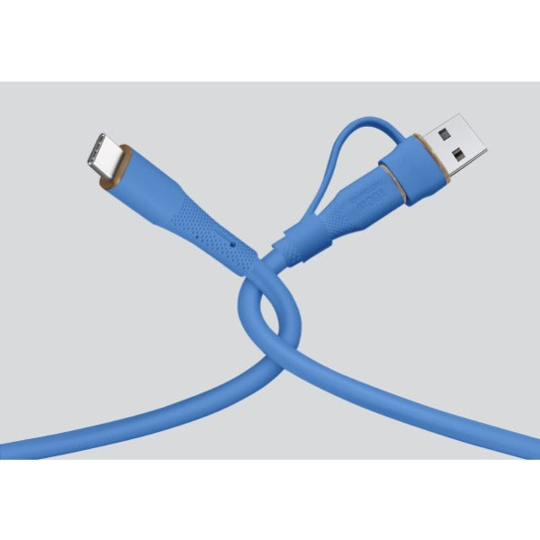 كيبل Celeris PowerDuo من ليزل 2 في 1 بقوة 100 واط USB-C إلي USB-C مع USB-A مدمج 2 متر| أزرق داكن
