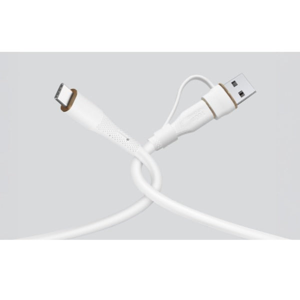 كيبل Celeris PowerDuo من ليزل 2 في 1 بقوة 100 واط USB-C إلي USB-C مع USB-A مدمج 2 متر| أبيض