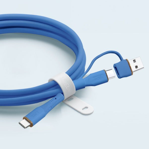 كيبل Celeris PowerDuo من ليزل 2 في 1 بقوة 100 واط USB-C إلي USB-C مع USB-A مدمج 1 متر| أزرق داكن