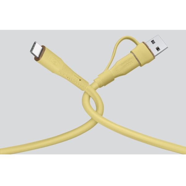 كيبل Celeris PowerDuo من ليزل 2 في 1 بقوة 100 واط USB-C إلي USB-C مع USB-A مدمج 1 متر| أصفر