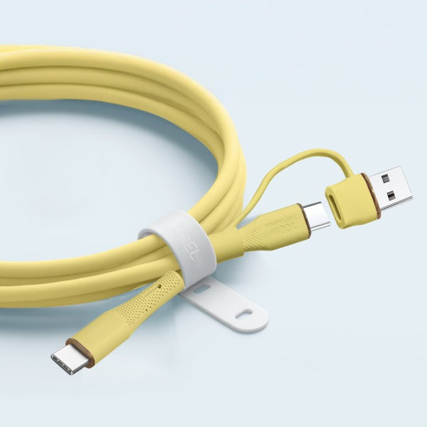 كيبل Celeris PowerDuo من ليزل 2 في 1 بقوة 100 واط USB-C إلي USB-C مع USB-A مدمج 2 متر| أصفر