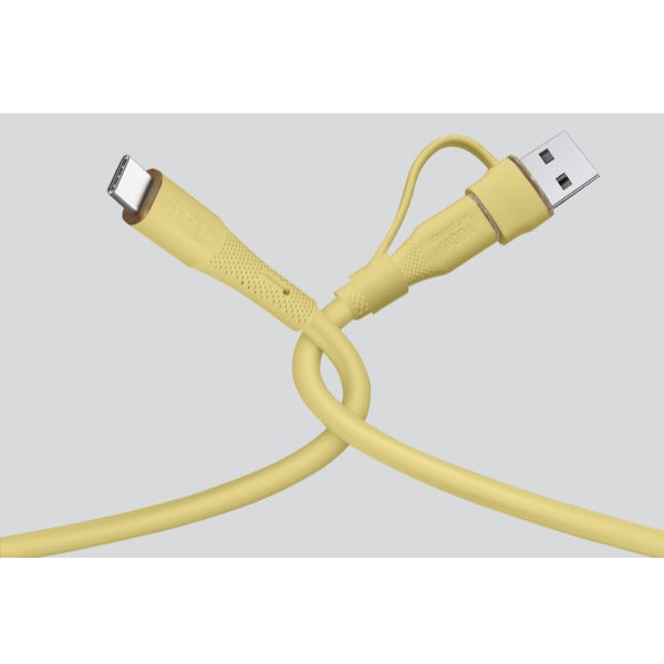 كيبل Celeris PowerDuo من ليزل 2 في 1 بقوة 100 واط USB-C إلي USB-C مع USB-A مدمج 2 متر| أصفر