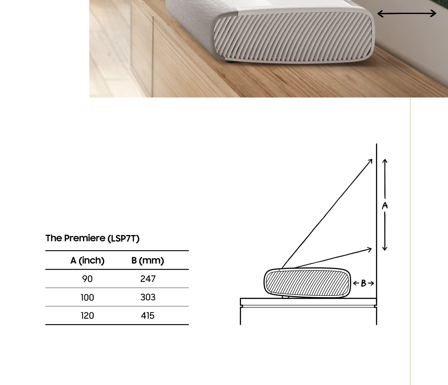 Samsung 120” LSP7T The Premiere Smart 4K Laser Projector