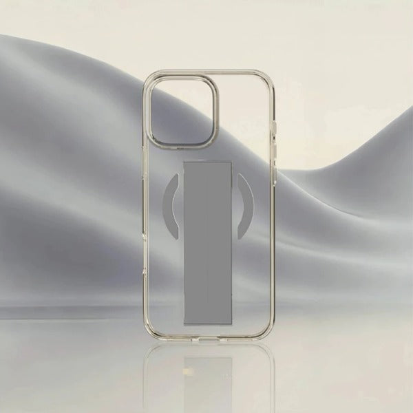 Asli Global iPhone 15 Pro Max Leather Grip Case |Clear/Gray