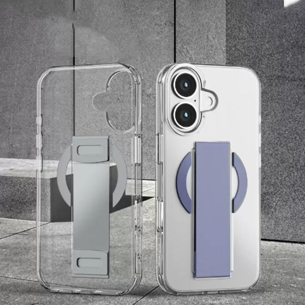 Asli Global iPhone 16 Leather Grip Case | Clear/Blue