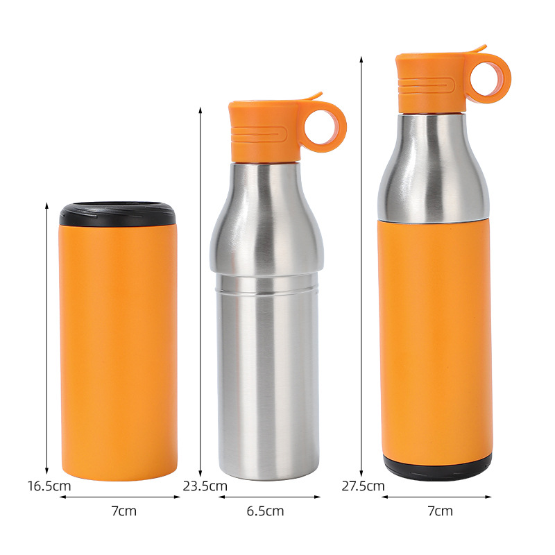 LZEL Natura Elva Vacuum Bottle Dual 400 mL + 400 mL | Orange Aluminum