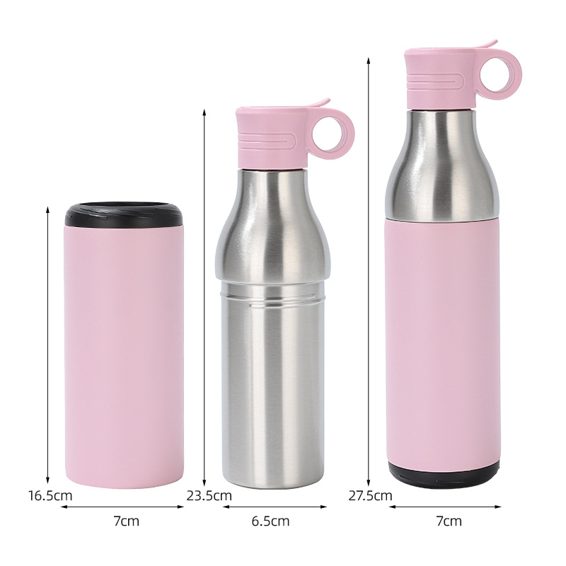 LZEL Natura Elva Vacuum Bottle Dual 400 mL + 400 mL | Pink Aluminum