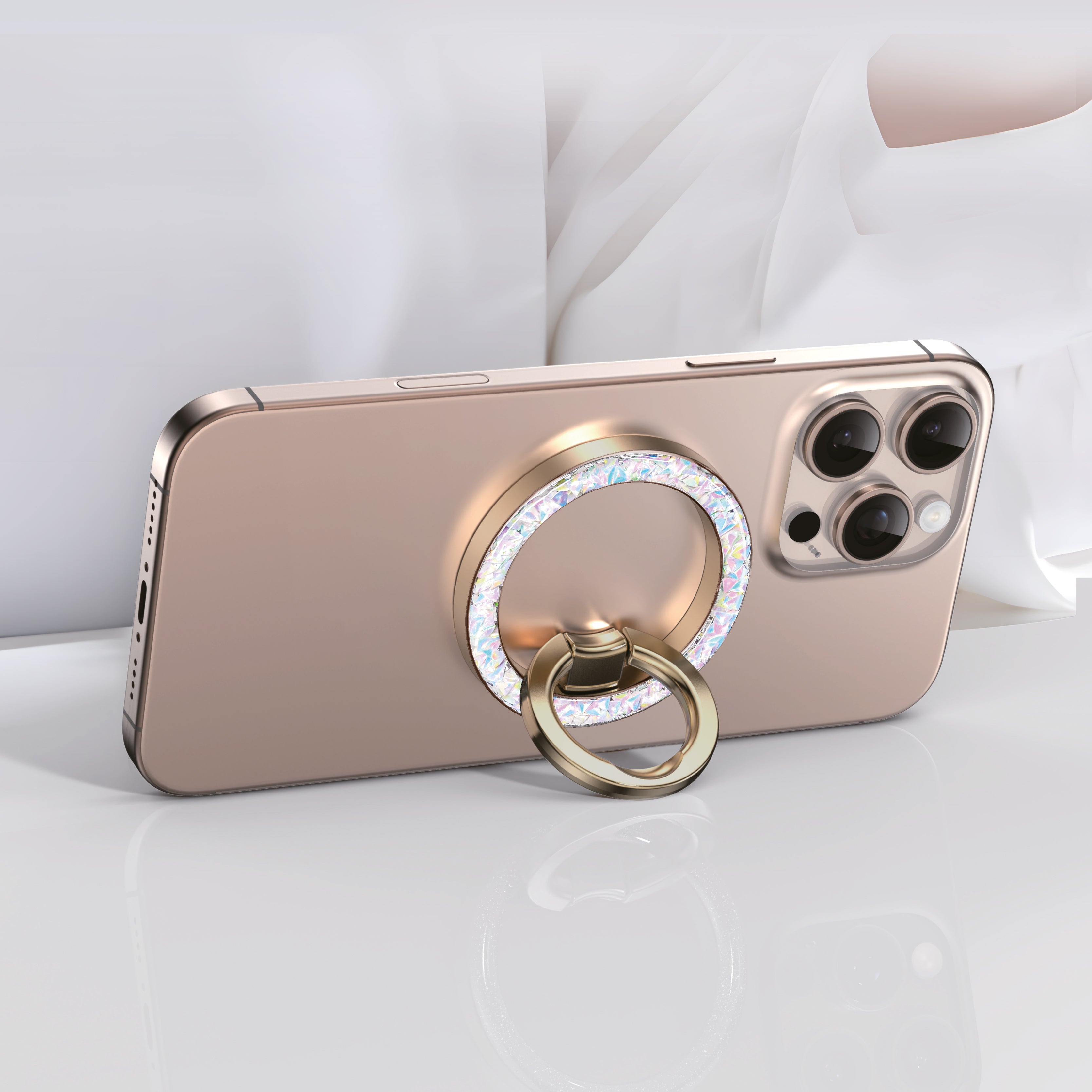 Asli Global Magnaring Flex Magnetic Phone Holder Ring Stand Twinkle |Pink/Gold