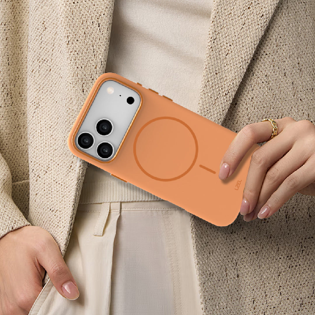 LZEL Magnexin Silicone Case for iPhone 17 Pro Max | Papaya Orange