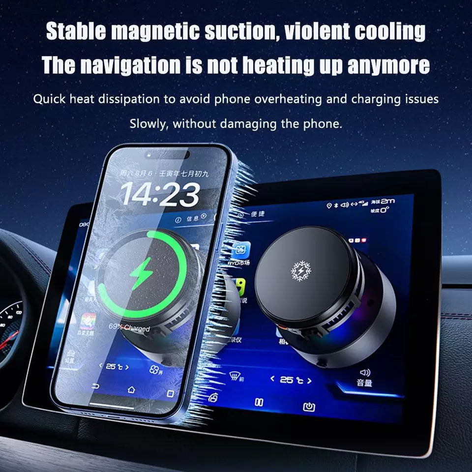 Smart Vacuum Suction Phone Holder With Wireless Charging | Black