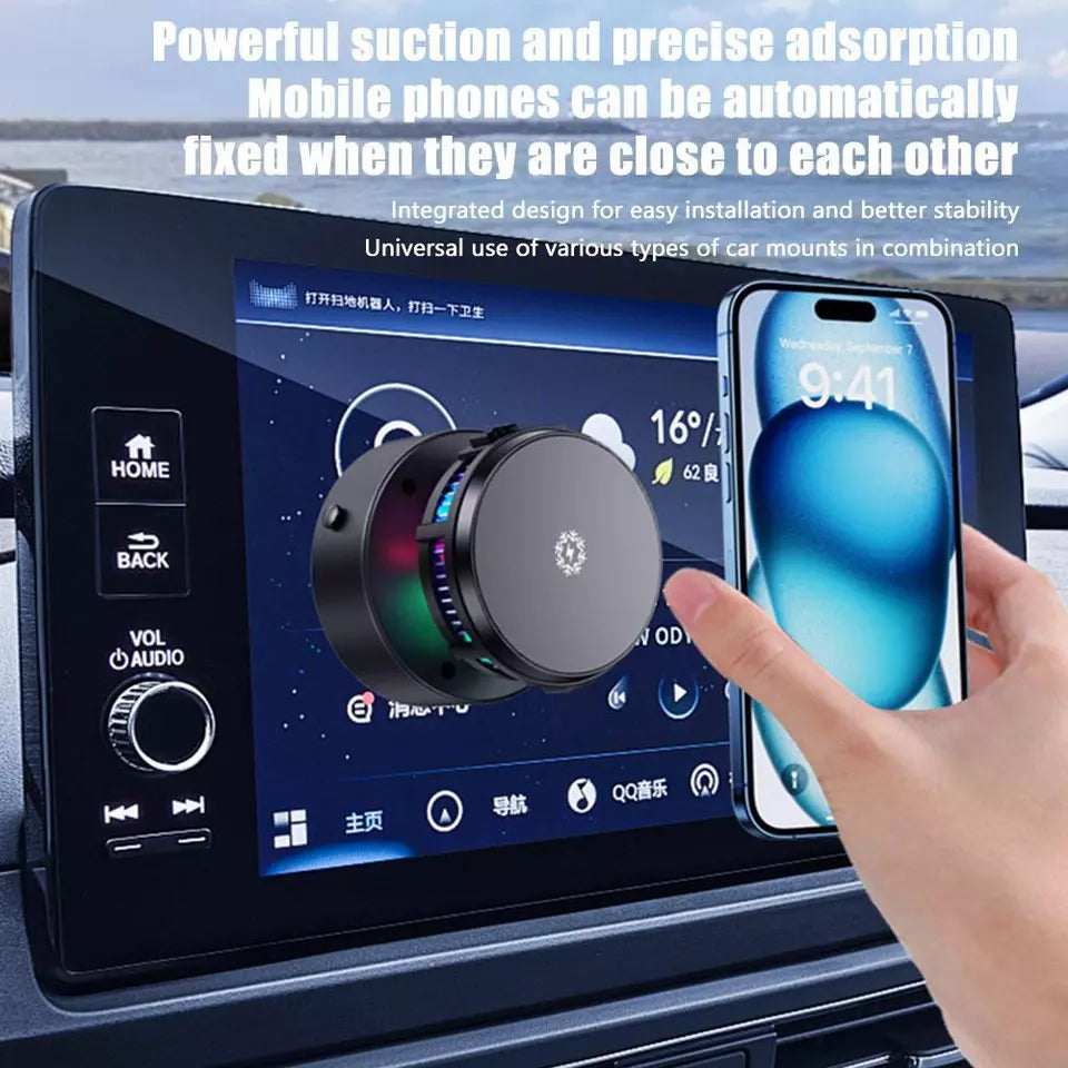 Smart Vacuum Suction Phone Holder With Wireless Charging | Black