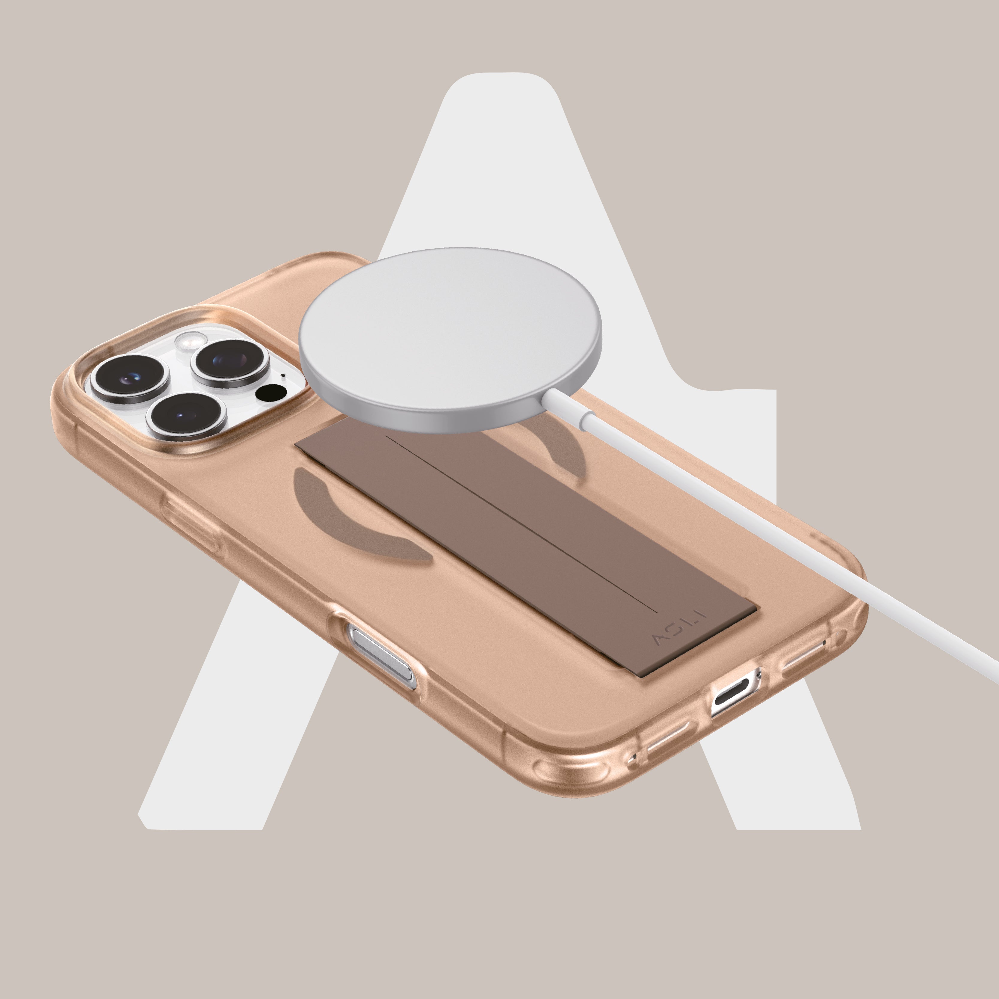 كڤر حماية مع مسكة سيليكون من أسلي جلوبال متوافق مع MagSafe لهاتف iPhone 16 Pro Max | بني