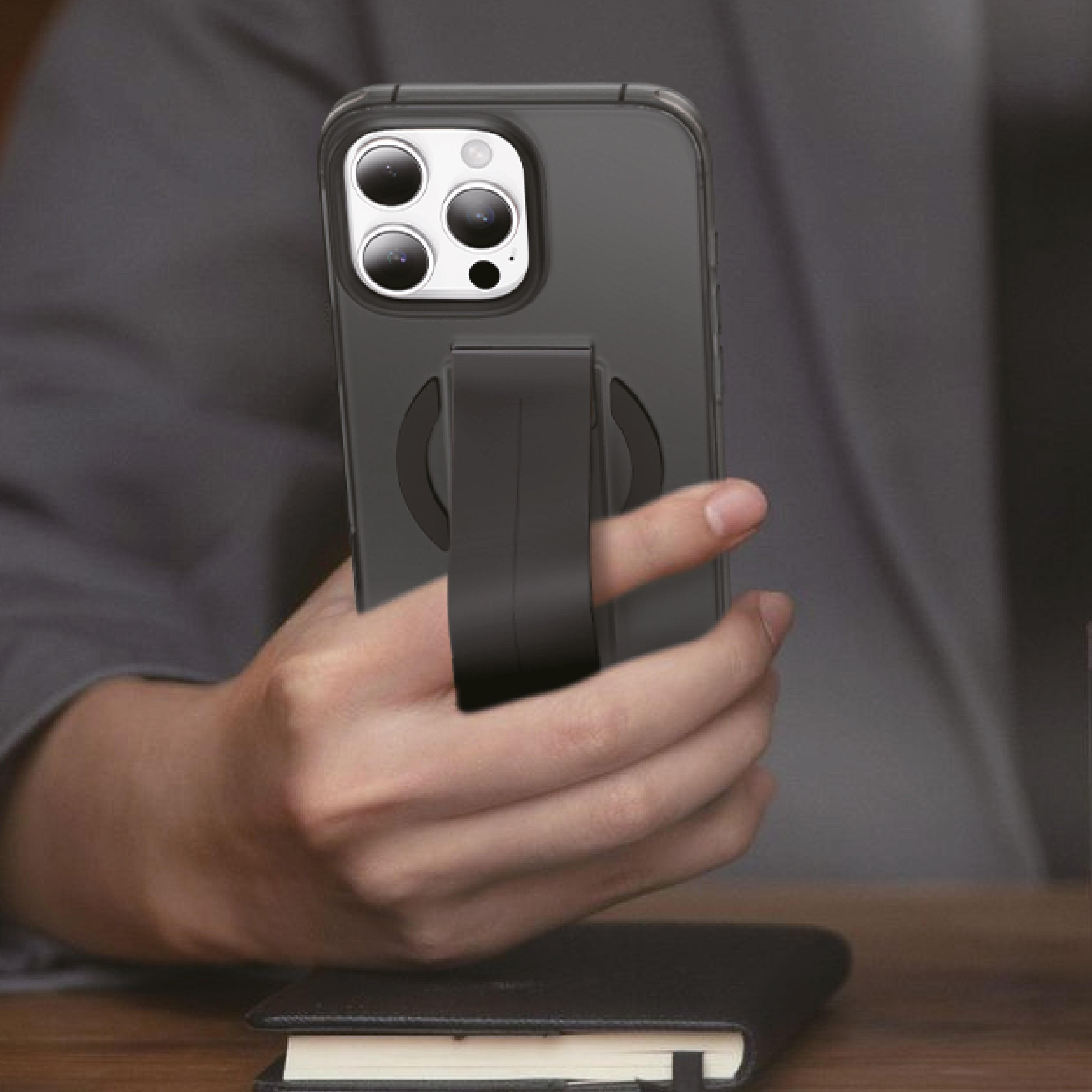 Asli Global Gravitas iPhone 15 Pro Max MagSilicone MagSafe With Flexible Grip Case |Black