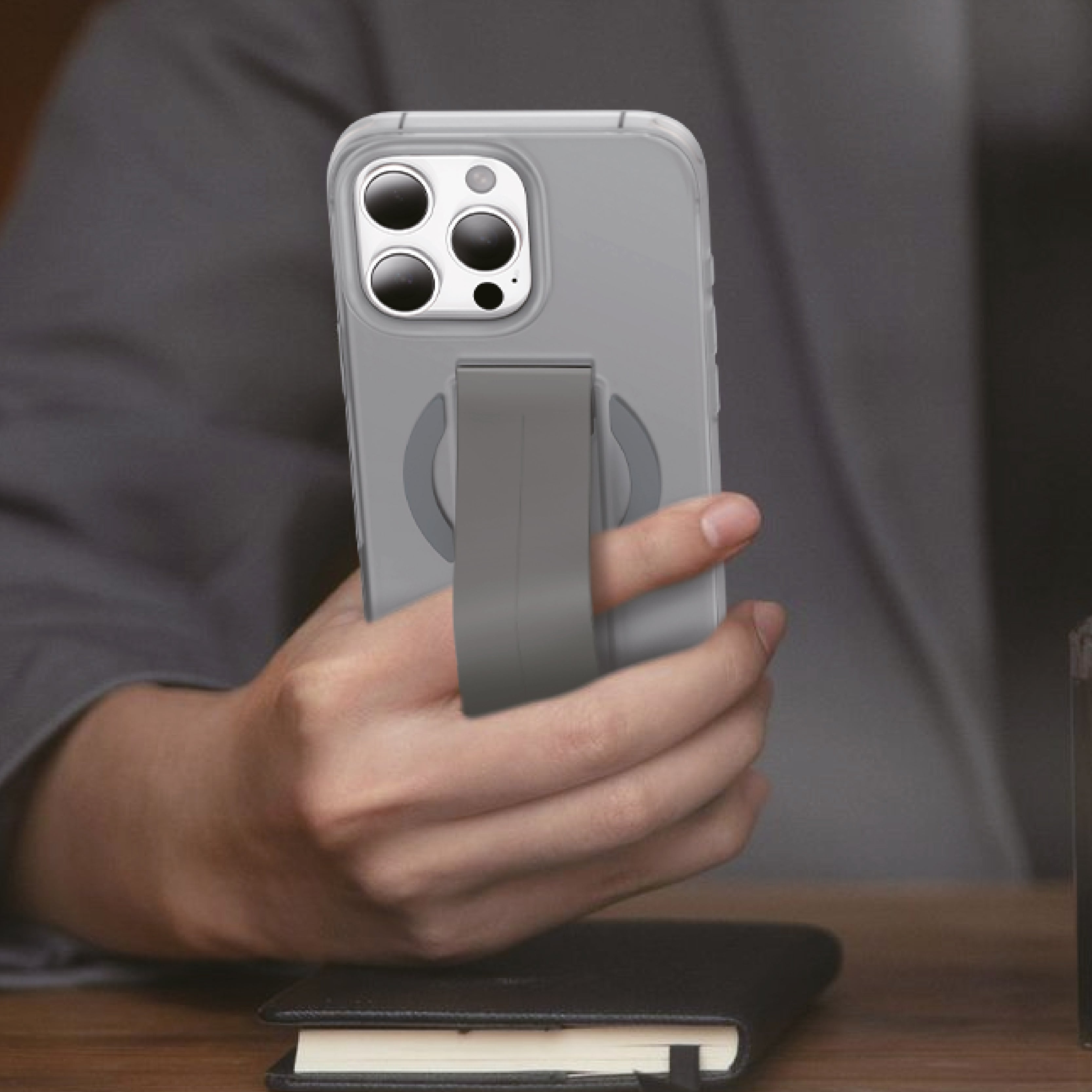 Asli Global Gravitas iPhone 15 Pro MagSilicone MagSafe With Flexible Grip Case |Gray