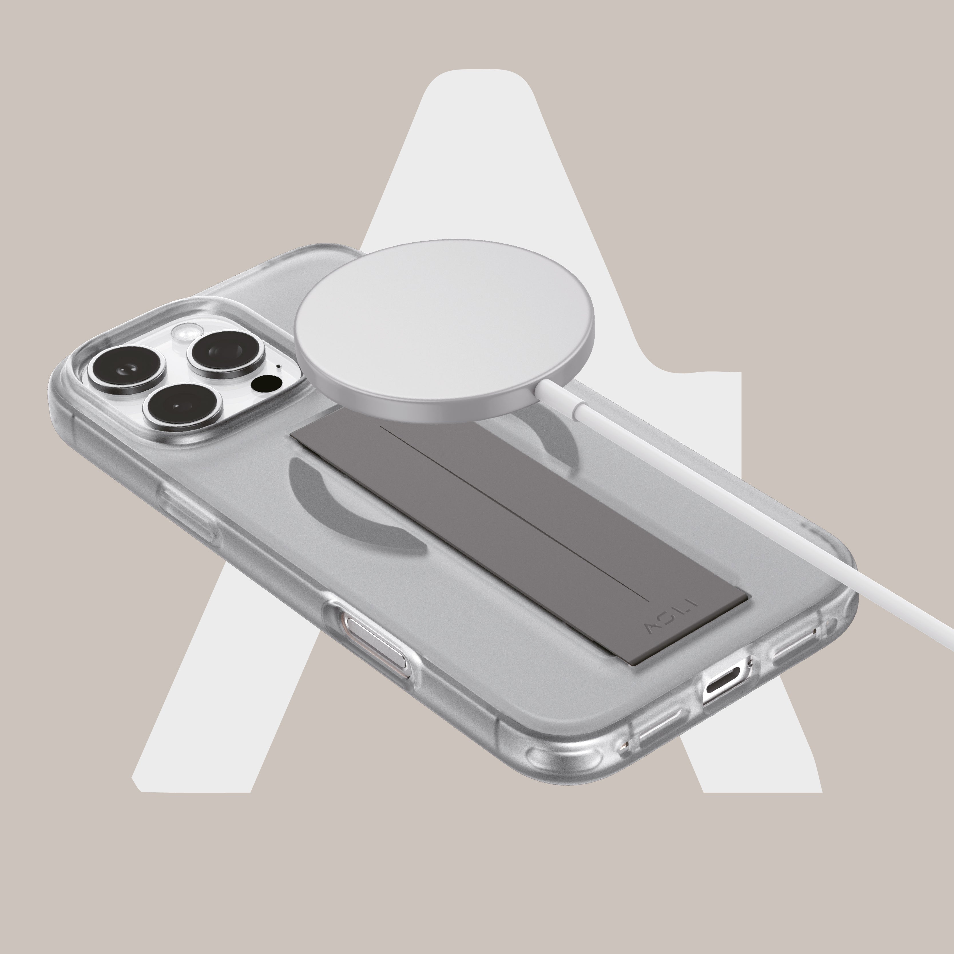 Asli Global Gravitas iPhone 15 Pro MagSilicone MagSafe With Flexible Grip Case |Gray