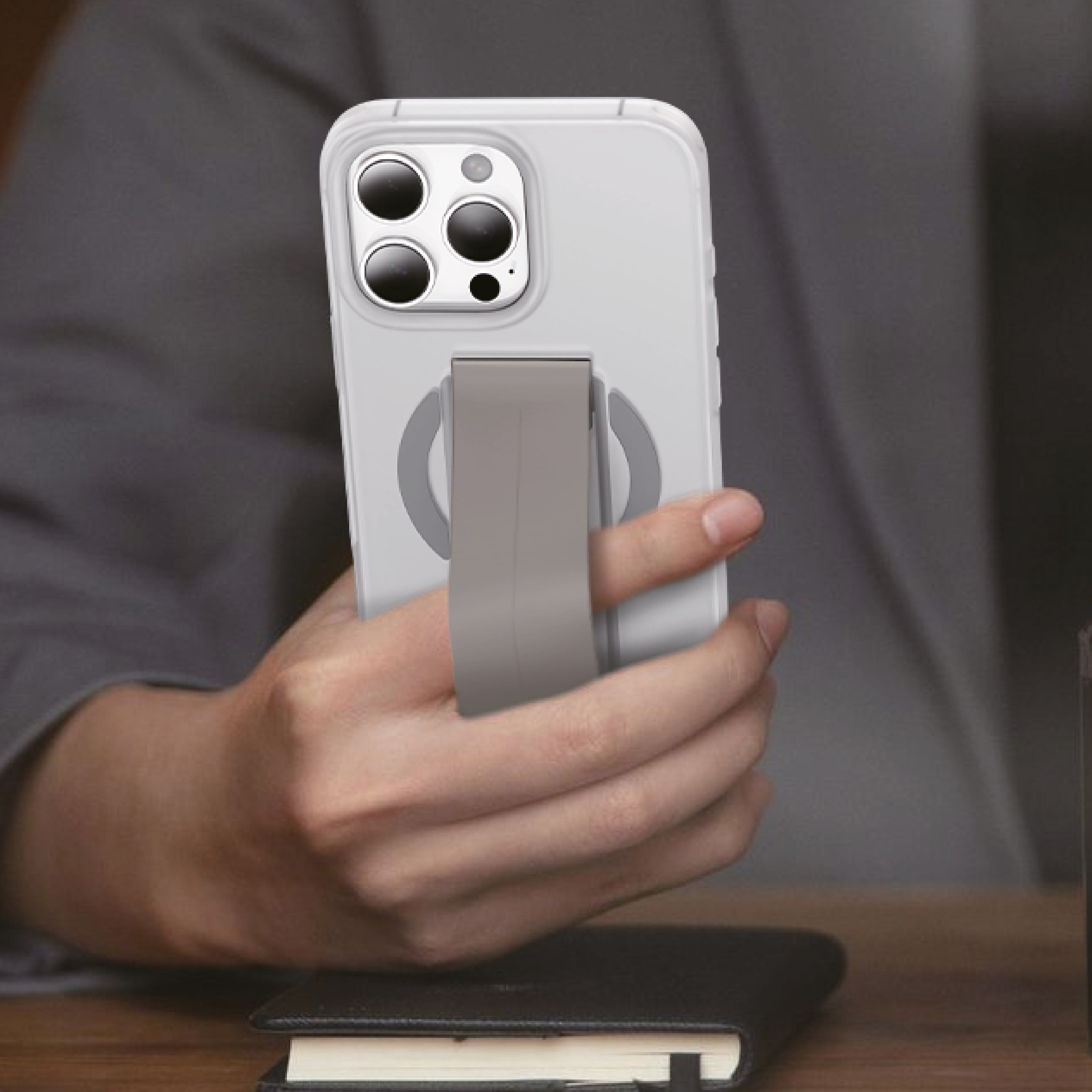 Asli Global Gravitas iPhone 15 Pro Max MagSilicone MagSafe With Flexible Gray Grip Case |Titanium
