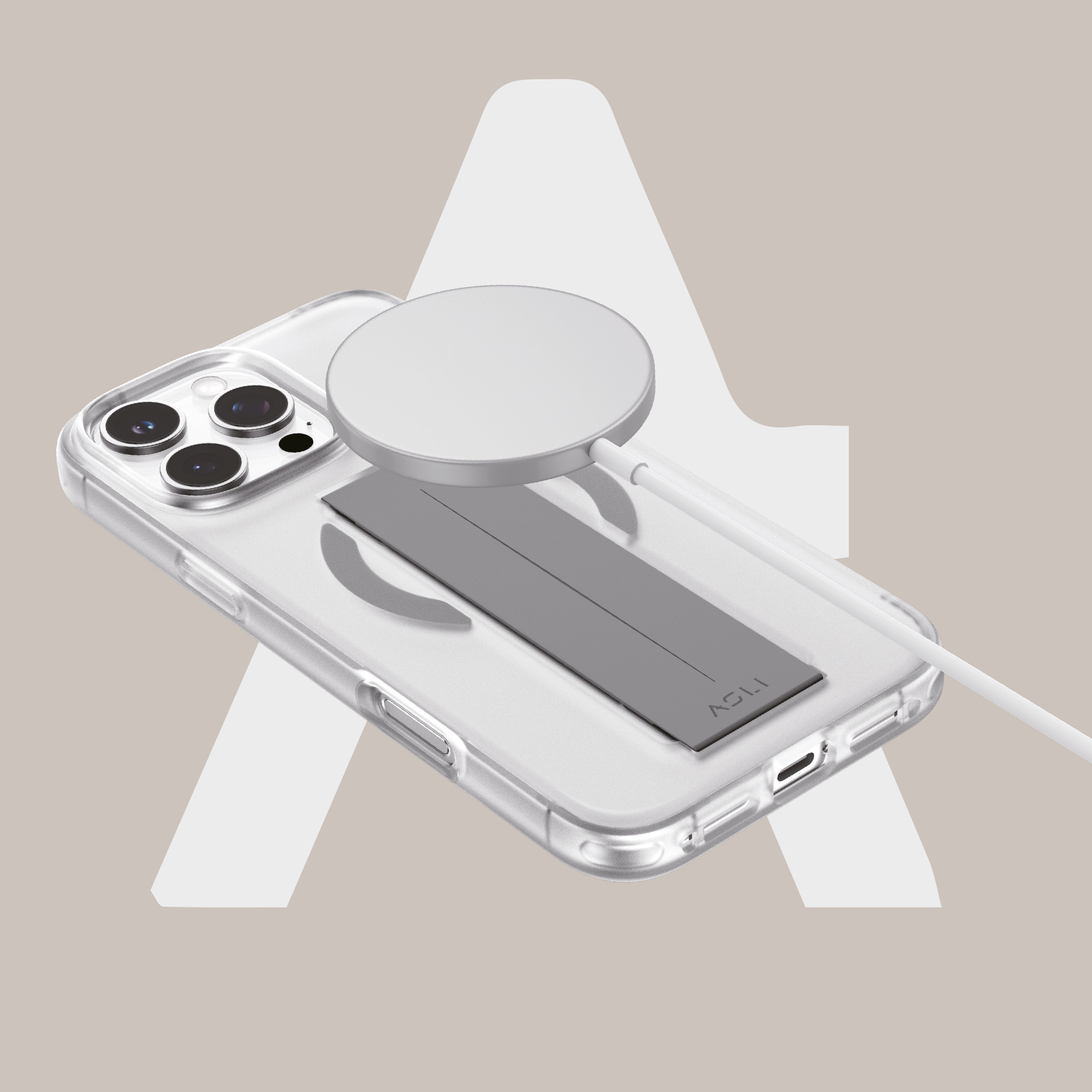 Asli Global Gravitas iPhone 15 Pro Max MagSilicone MagSafe With Flexible Gray Grip Case |Titanium