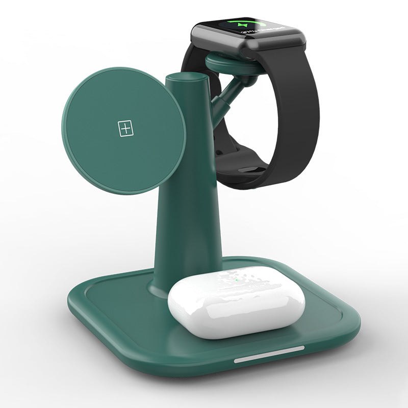 3 in 1 Magnetic Wireless Charger Fast Charging Stand Support | Green