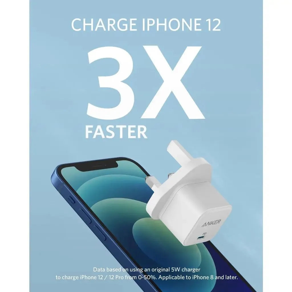 شاحن حائط PowerPort III PD USB-C بقوة 20 واط من Anker | أبيض