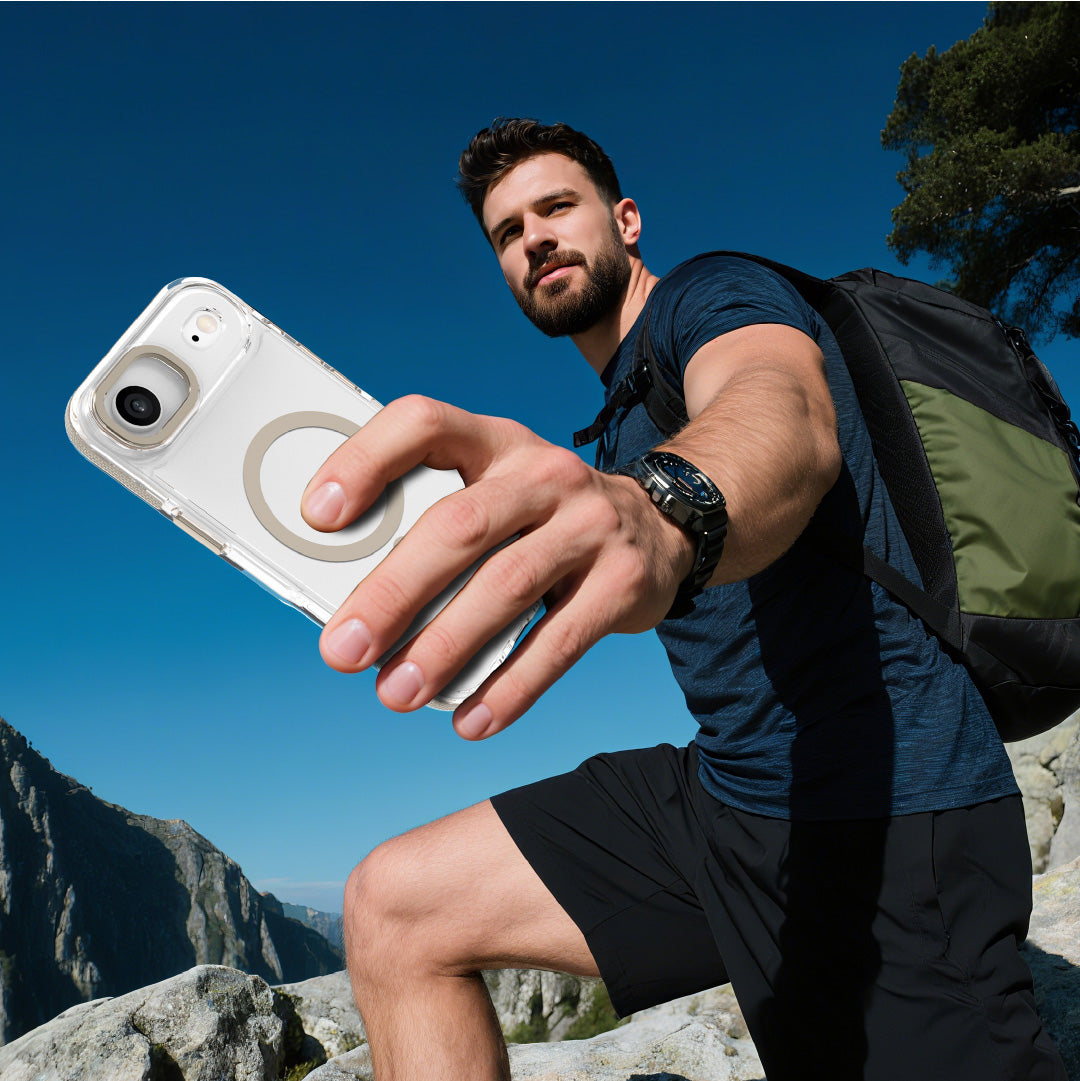 LZEL MagVecto Armor Case for iPhone Air | Clear + Titanium