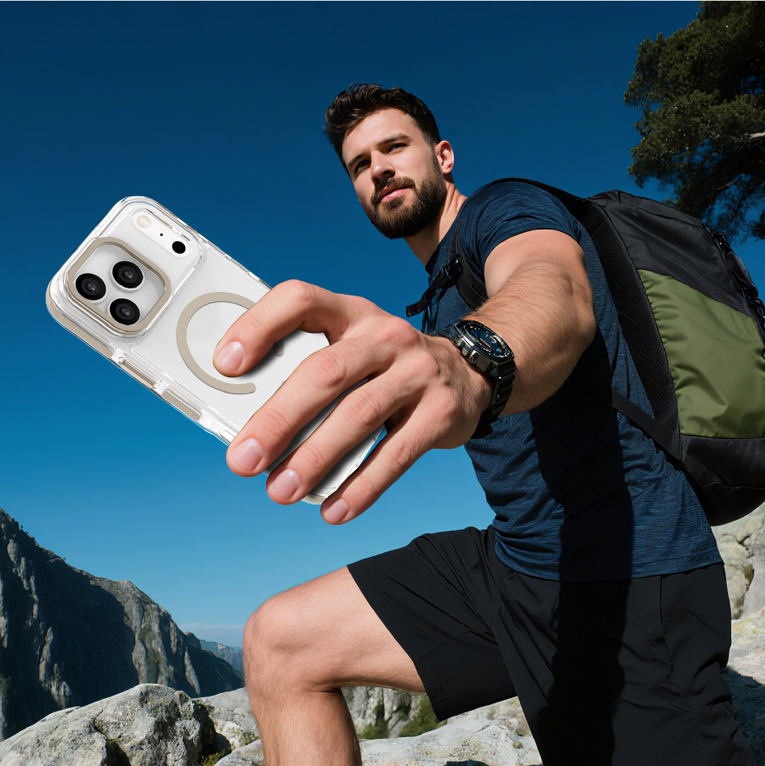 LZEL MagVecto Armor Case for iPhone 17 Pro | Clear + Titanium