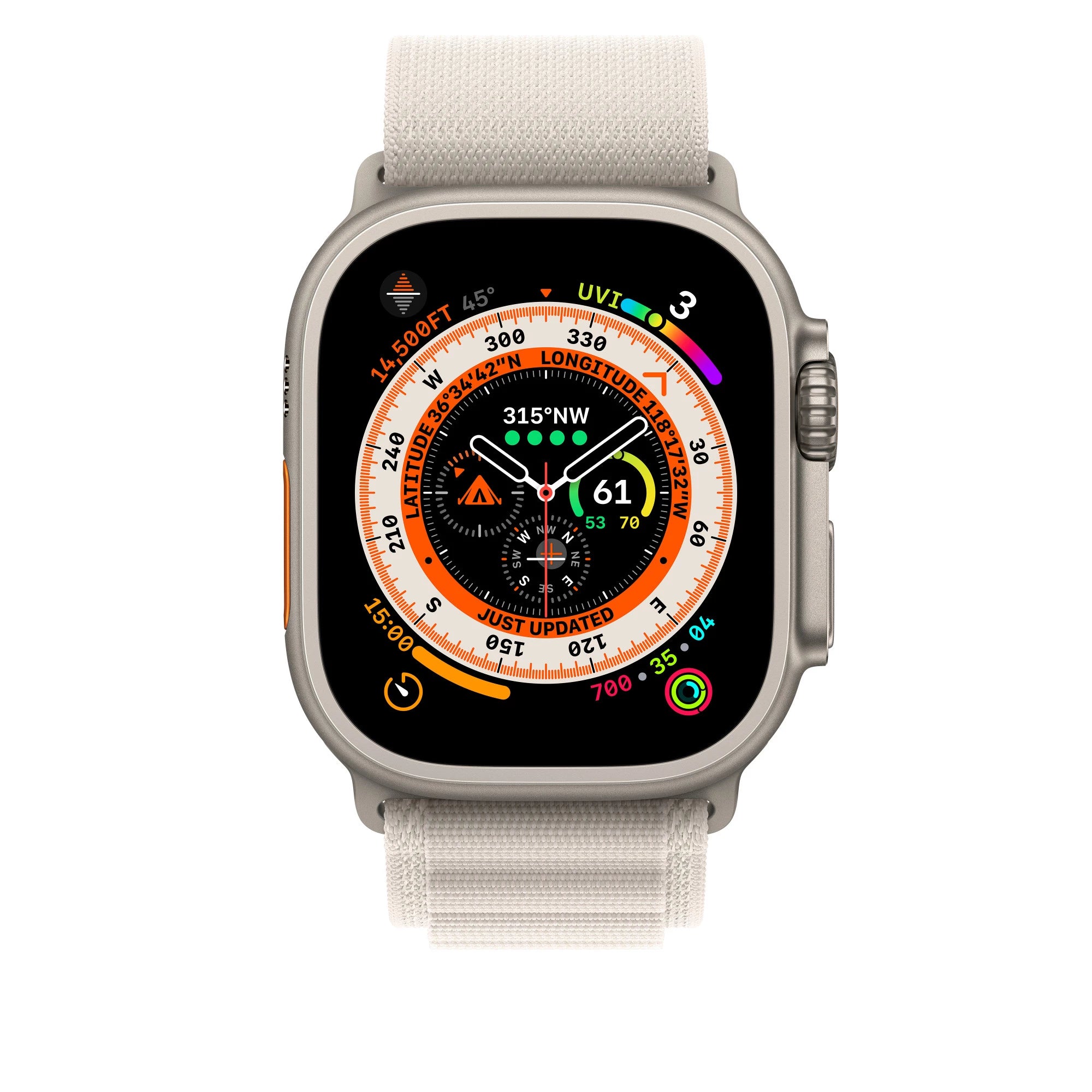 ساعة Apple Watch مقاس 49 مم Starlight Alpine Loop S | MQE53