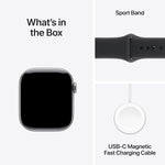 ساعة Apple Watch Series 11 (GPS + Cellular) مقاس 46 مم – هيكل ألومنيوم رمادي مع سوار رياضي أسود | مقاس M/L