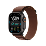 ساعة Apple Watch Ultra 4 GPS + Cellular مقاس 49 مم، هيكل من التيتانيوم الأسود مع سوار Alpine باللون Burgundy | L + عرض الباندل
