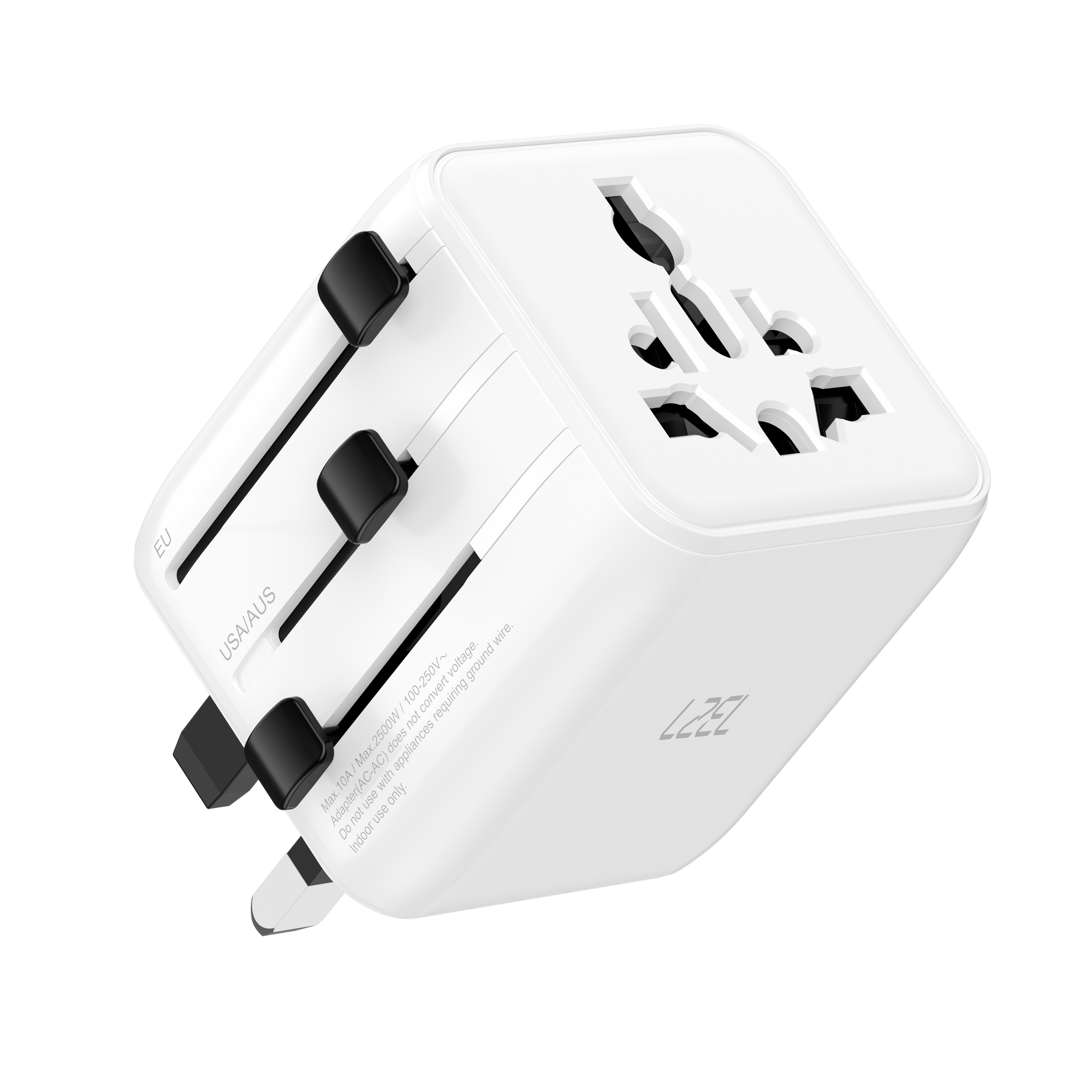 LZEL Voyage Globepower 2500 Watt Universal Multi Travel Plug Adapter | White