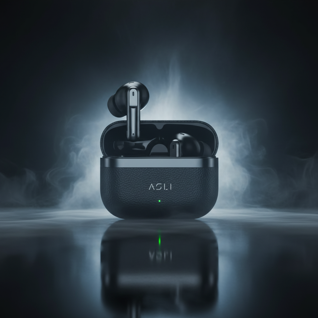 سماعة لاسلكية EcoPods Air  من أسلي جلوبال  TWS بخواص إلغاء الضوضاء النشطة ANC | أسود