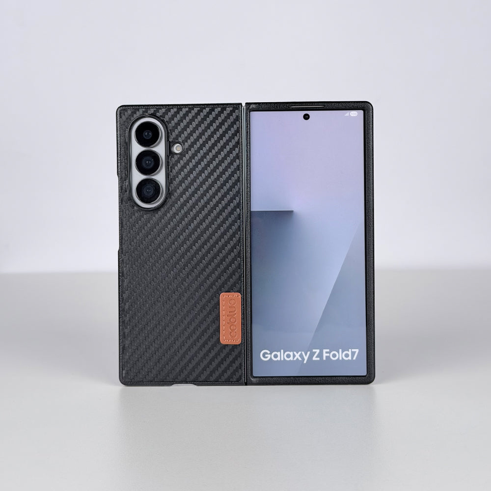 كڤر حماية Coblue بملمس جلدي مقاوم للصدمات لجهاز Samsung Galaxy Z Fold 7 | أسود