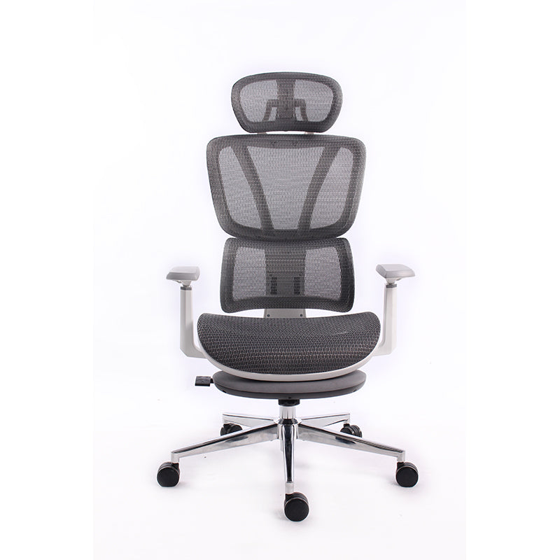Black Bull Ergonomic Mesh Gaming & Office Chair with Footrest | White & Gray