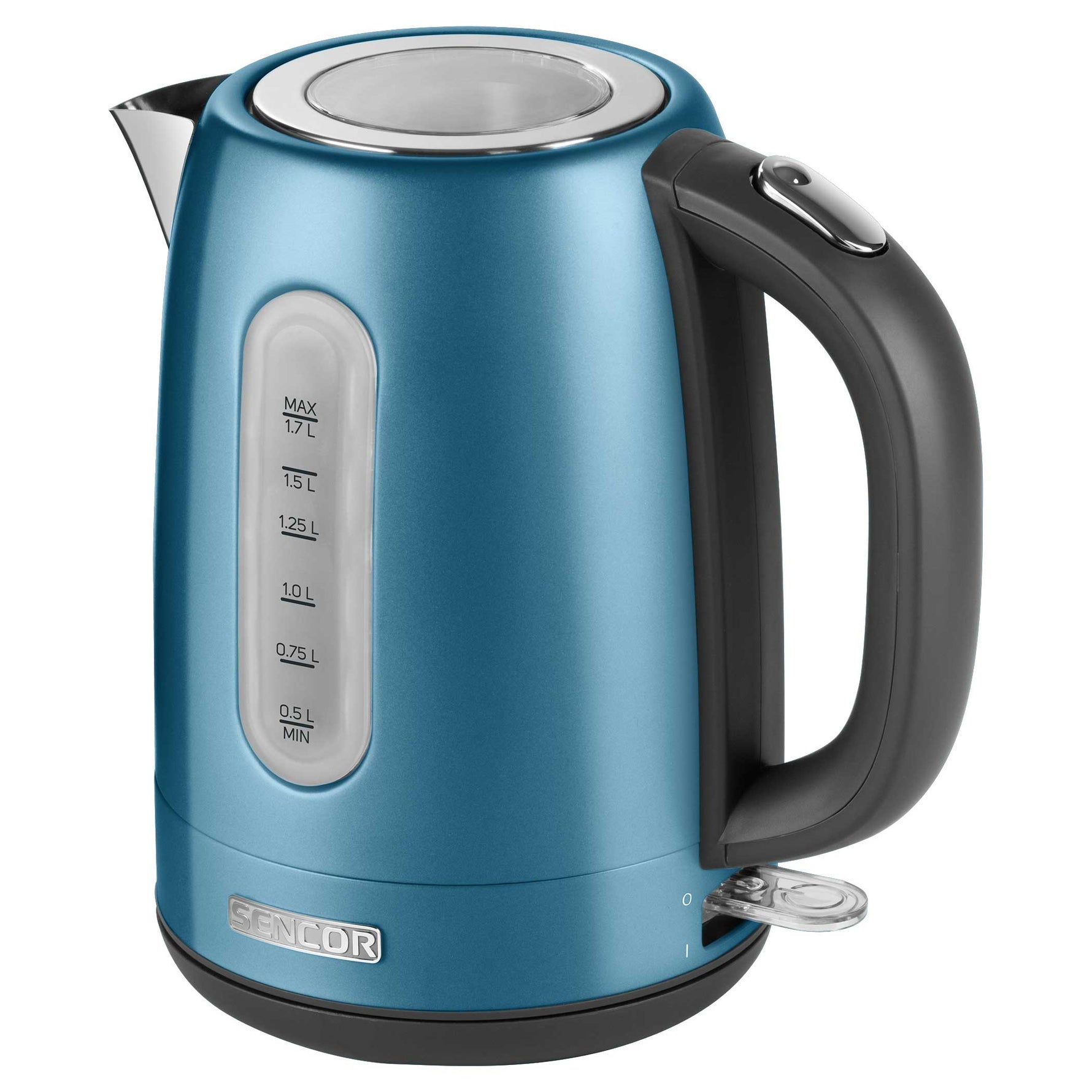 Sencor 1.7L Stainless Steel Electric Kettle with Lid Safety Lock | Blue