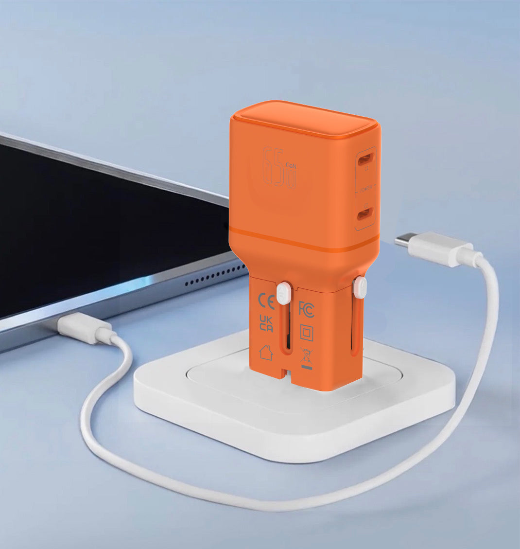 LZEL TravelPro Series Dual Port GaN Travel Wall Charger 65W I Dual Type-C Output I Global compatibility