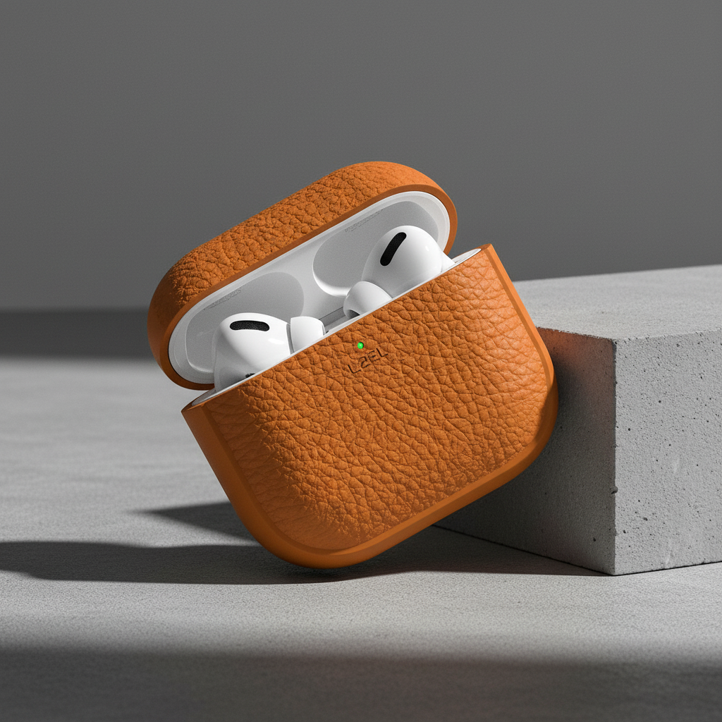 LZEL Airpods 4 Aurum Guard Premium TPU Leather Case | Brown