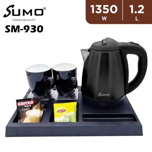 Sumo Hotel Kettle Set 1.2L With 2 Ceramic Cups 1350w