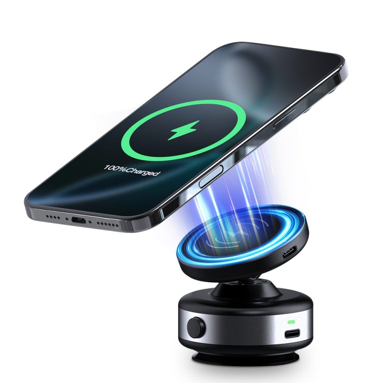 Magnetic Vacuum Suction Wireless Charging Auto Phone Holder for Car