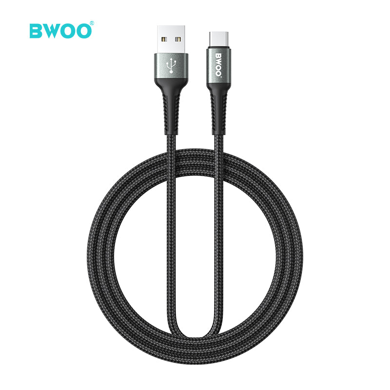 BWOO Aluminum Alloy Charger Cable Nylon Braided Cable 1M | USB-A to USB-C