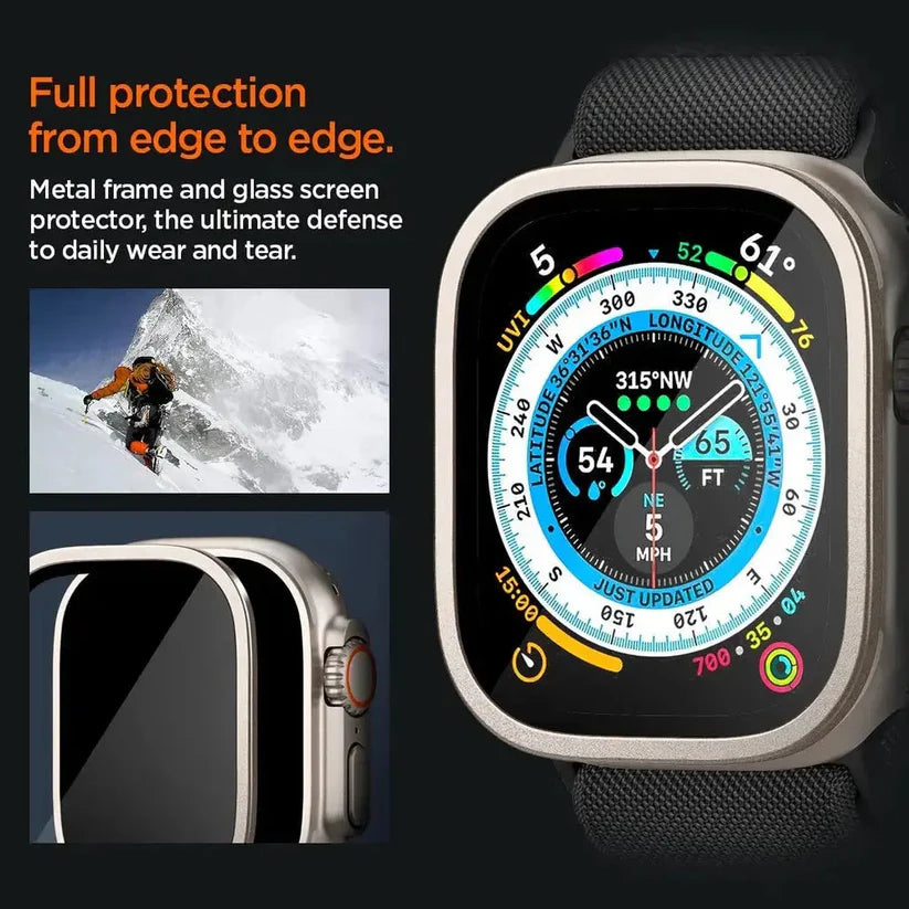 حماية شاشة لساعة Apple Watch Ultra / Ultra 2 من ليزل بحواف تيتانيوم مقاس 49 مم|تيتانيوم