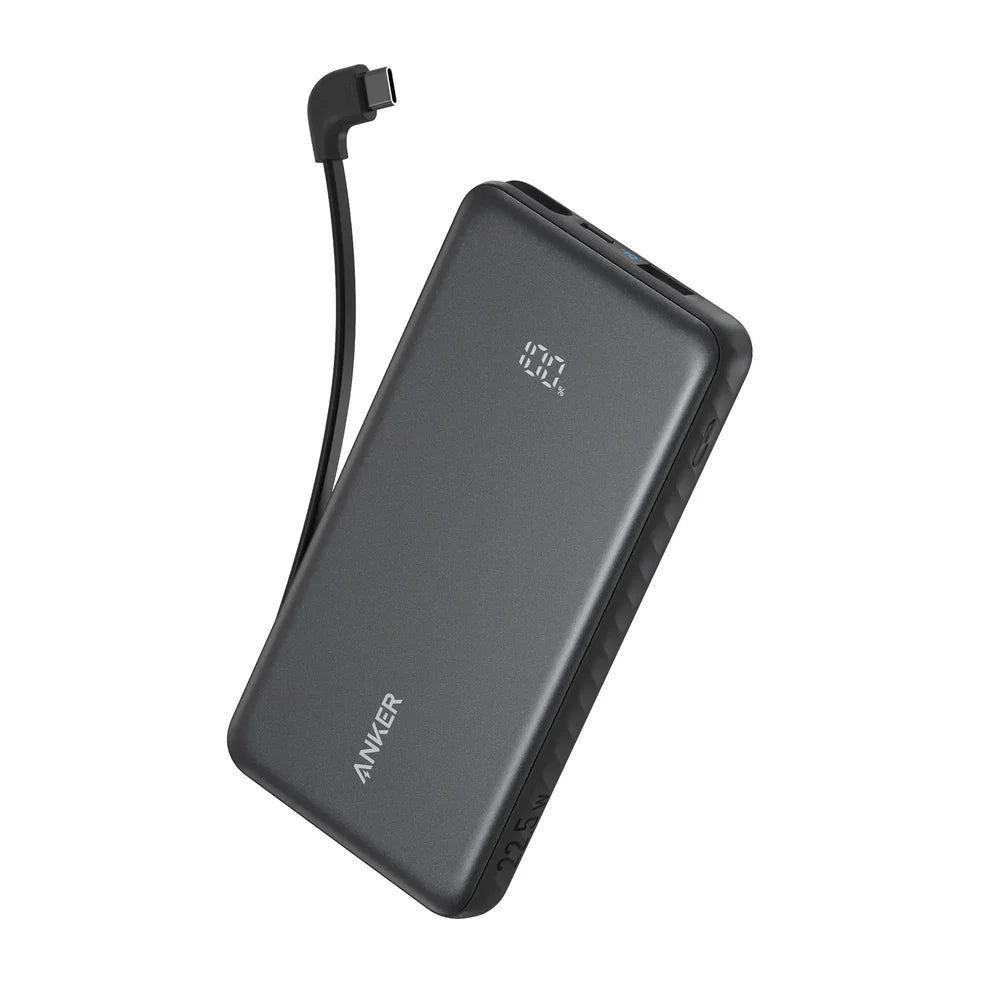 باور بانك Anker Zolo بسعة 20,000 مللي أمبير وشحن 22.5 واط مع كيبل USB-C مدمج | أسود