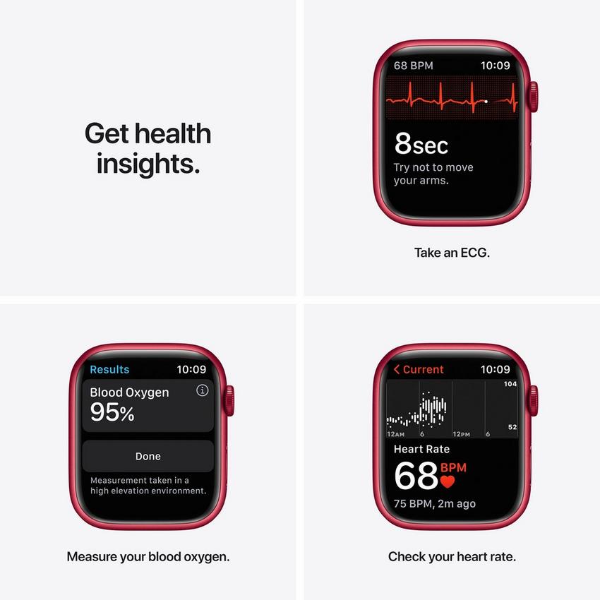 ساعة Apple Watch Series 7 – GPS + Cellular – مقاس 41 مم – علبة ألومنيوم اللون Red  مع سوار رياضي | لون Red  – الحجم العادي
