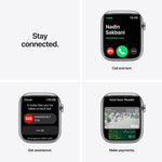 ساعة Apple Watch Series 7 (GPS + Cellular) مقاس 45 مم – هيكل ستانلس ستيل ذهبي مع سوار رياضي Dark Cherry