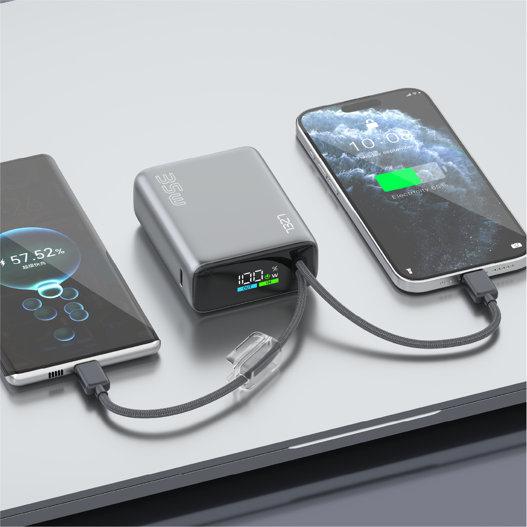 LZEL Neurovolt 10K Pd 35W Mini Power Bank Pd3.0 & Qc3.0 | Usb-C Cable & Lightning Cable | Gray