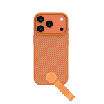 LZEL MagCarbon Strap Carbon Design with 360° Grip and Raised-Edge Protection Case for iPhone 17 Pro | Orange